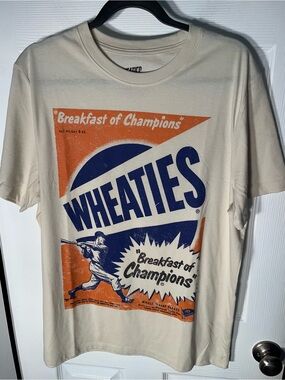 Men’s Wheaties Breakfast of Champions  Graphic Logo T Tee Shirt Large L Cereal